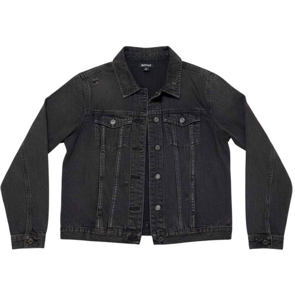 Buffalo David Bitton Denim Jacket Mens M Black Cotton Trucker Distressed Vintage